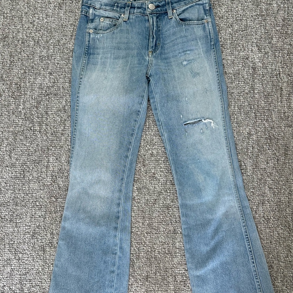 AMO Blue Flare Wide Leg Jeans